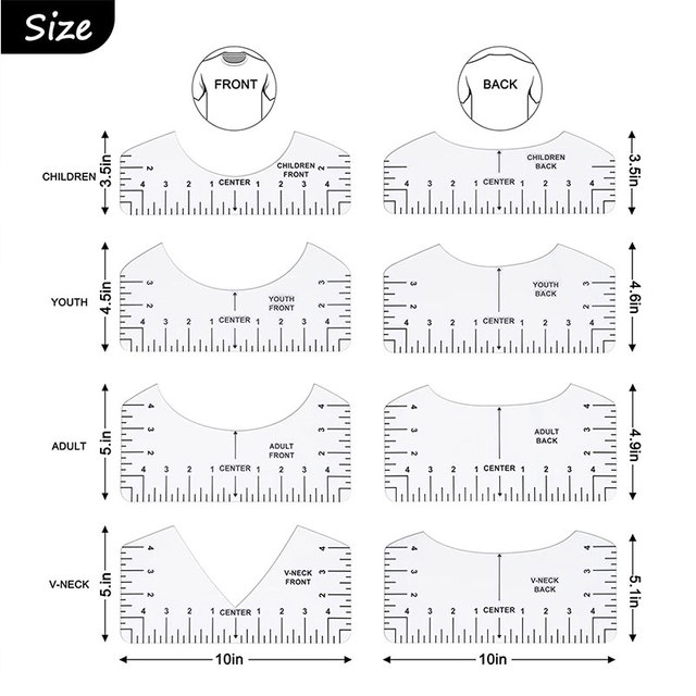 8Pcs Tshirt Ruler, T Shirt Alignment Tool, Acrylic T-Shirt Ruler Guide to  Center Designs for